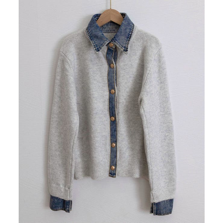 デニム切り替えニットカーディガン 韓国風 | Miniministore | 詳細画像40 