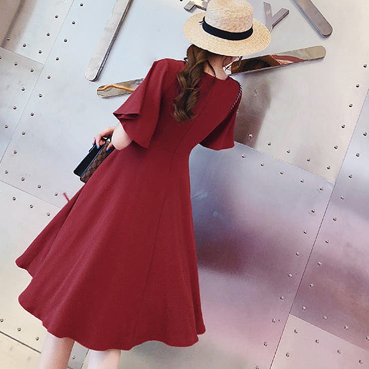 ワンピース レディース 胸元ギャザー[品番：II000005495