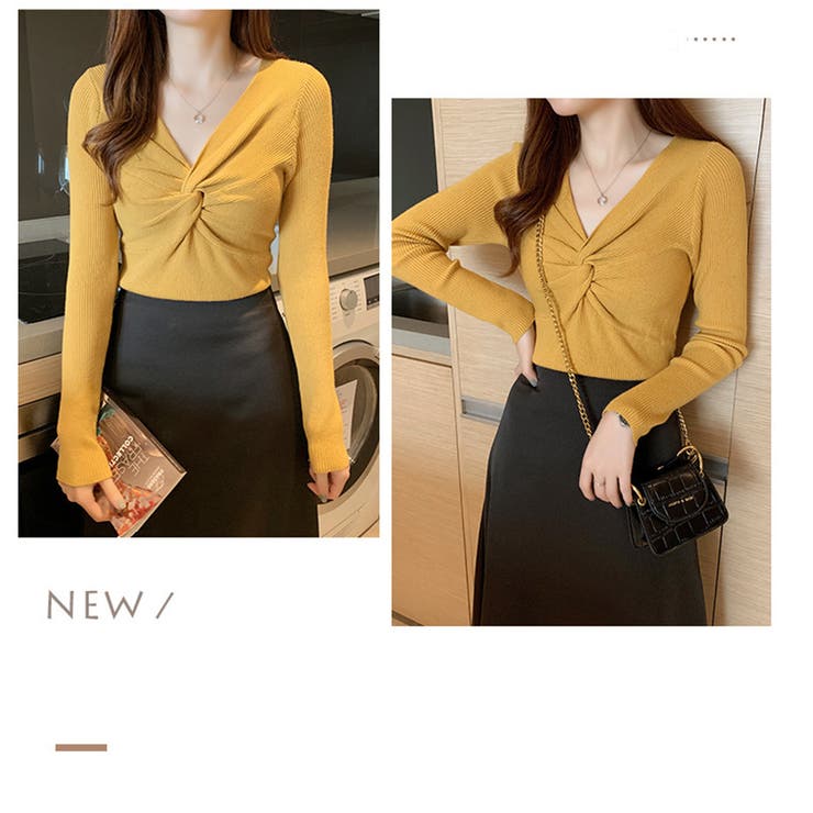 ツイスト リブニットトップス レディース | Miniministore | 詳細画像12 