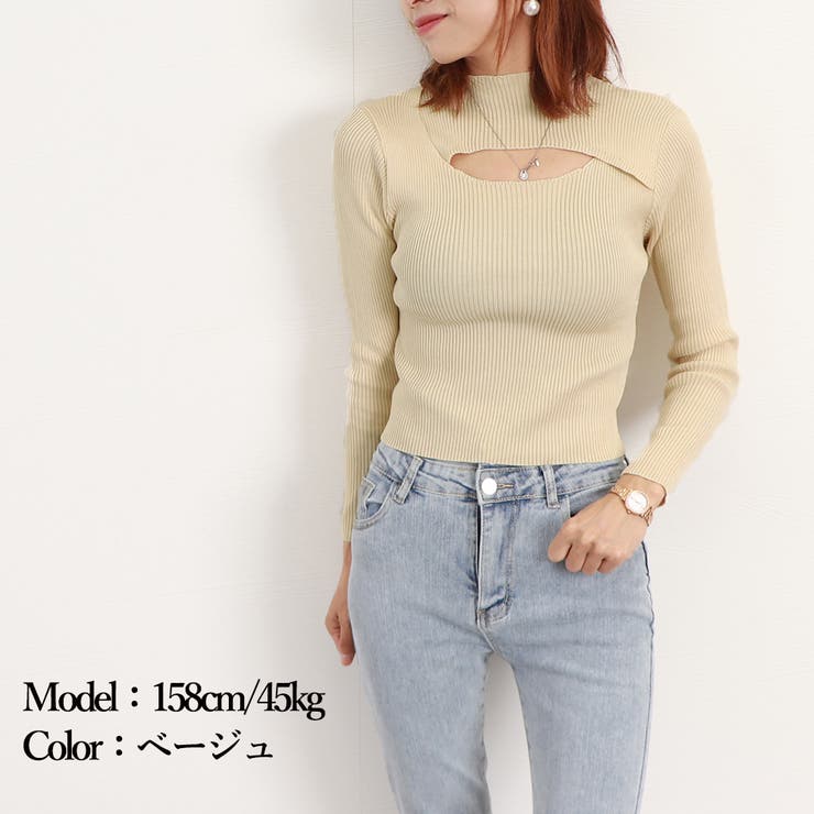 リブ ニットトップス プチハイネック秋冬 | Miniministore | 詳細画像12 