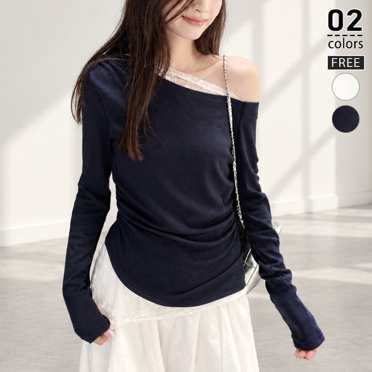 ネイビー | Tシャツ オフショルダー トップス | misweddy