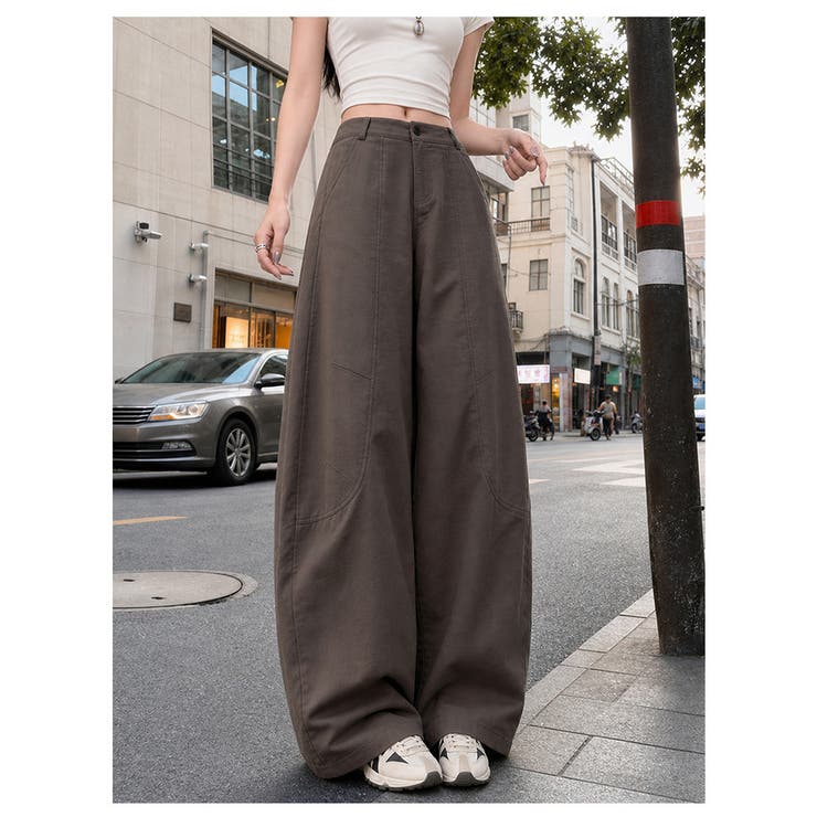 ブラウン | カーブパンツ レディース ワイドパンツ | misweddy