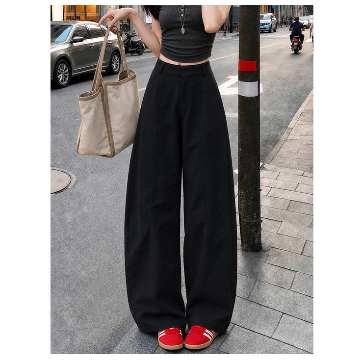 ブラック | カーブパンツ レディース ワイドパンツ | misweddy