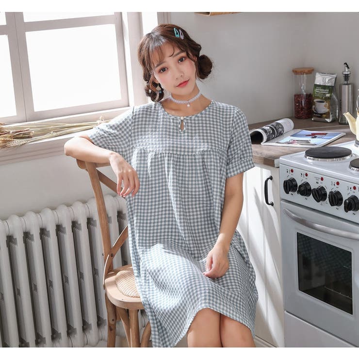 グレー | ルームウェア 春 レディース ワンピース 半袖 | ミスウェディー