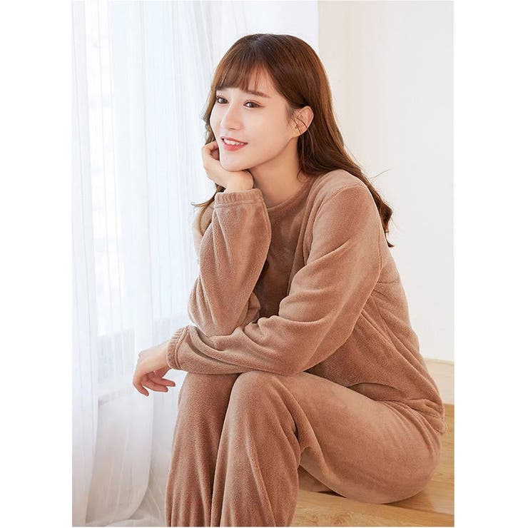 ブラウン(colorC) | もこもこ パジャマ レディース 上下セット 部屋着 | ミスウェディー