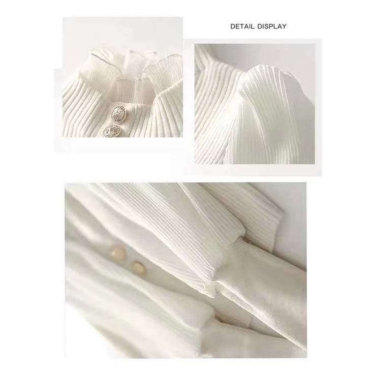 パフスリーブ リブニット ブラウス  | ミスウェディー | 詳細画像2 