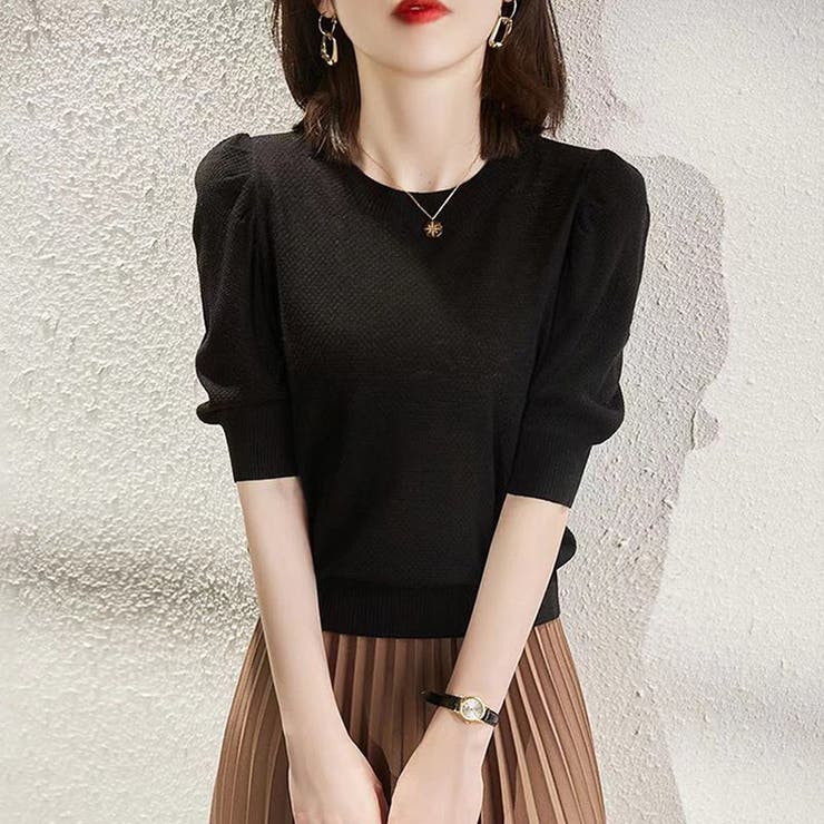 colorC | サマーニット レディース リブニット パワーショルダー | ミスウェディー