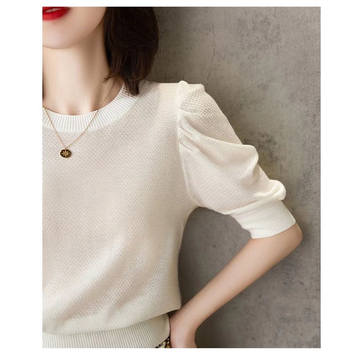 サマーニット レディース リブニット パワーショルダー | ミスウェディー | 詳細画像4 