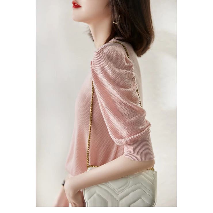 サマーニット レディース リブニット パワーショルダー | ミスウェディー | 詳細画像6 