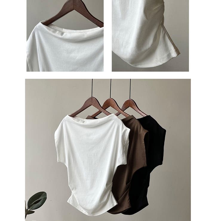 QutieFrash 肩出しポンチョ モノクロ 肩紐なし ワンショルダー Tシャツ 肩出し[品番：TKYW0000038]｜ミスウェ