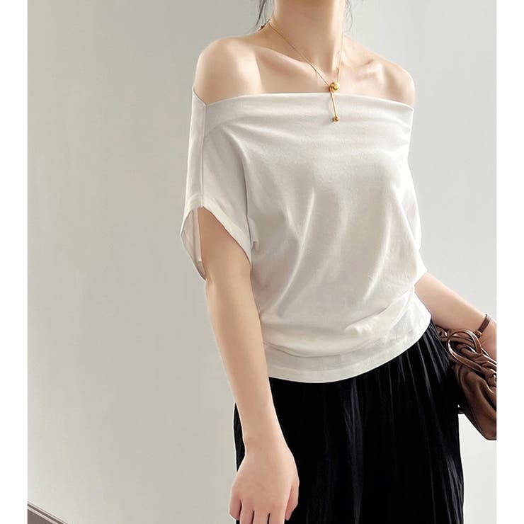 ワンショルダー Tシャツ 肩出し[品番：TKYW0000038]｜ミスウェ