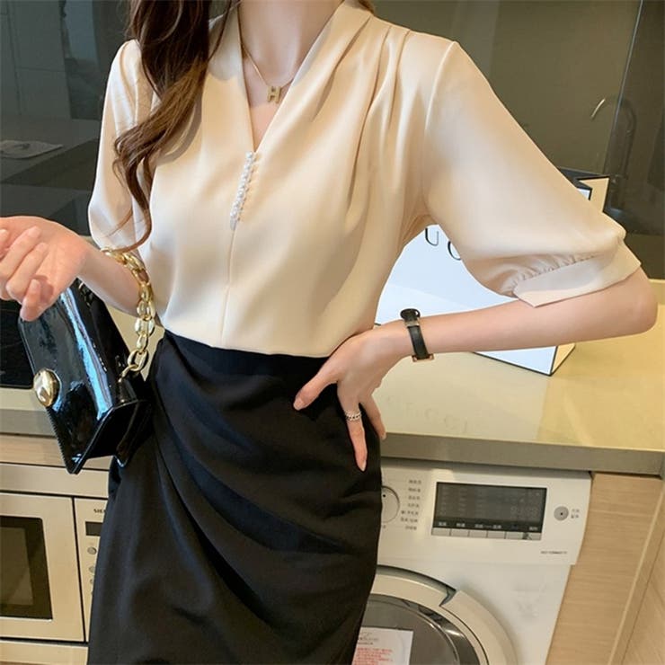 トップス パール付きブラウス Vネック | ミスウェディー | 詳細画像12 