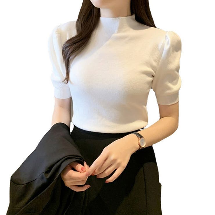 リブニット パワーショルダー 5分袖 | ミスウェディー | 詳細画像2 