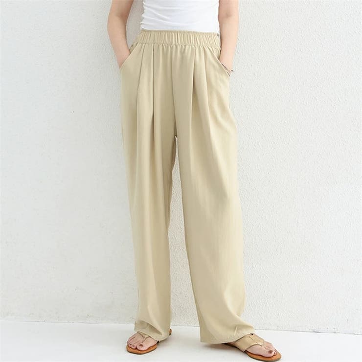 ベージュ | スラックス ハイウエスト ワイドパンツ | ミスウェディー