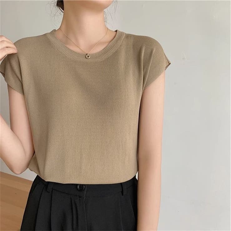 THE GARMENT ノースリーブニットトップス リブニット タンクトップ ノースリーブ[品番：AGCW0002425