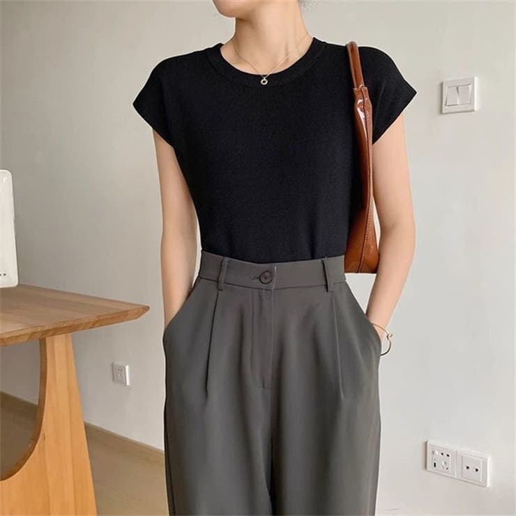 THE GARMENT ノースリーブニットトップス CLANE - センタースリットノースリーブニットトップス - CENTER