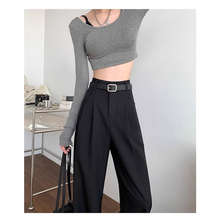 スラックスパンツ ハイウエスト ストレートパンツ | ミスウェディー | 詳細画像4 