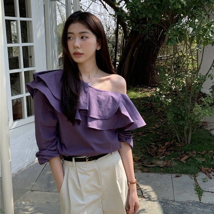 アシンメトリー シャツ 長袖T | ミスウェディー | 詳細画像5 