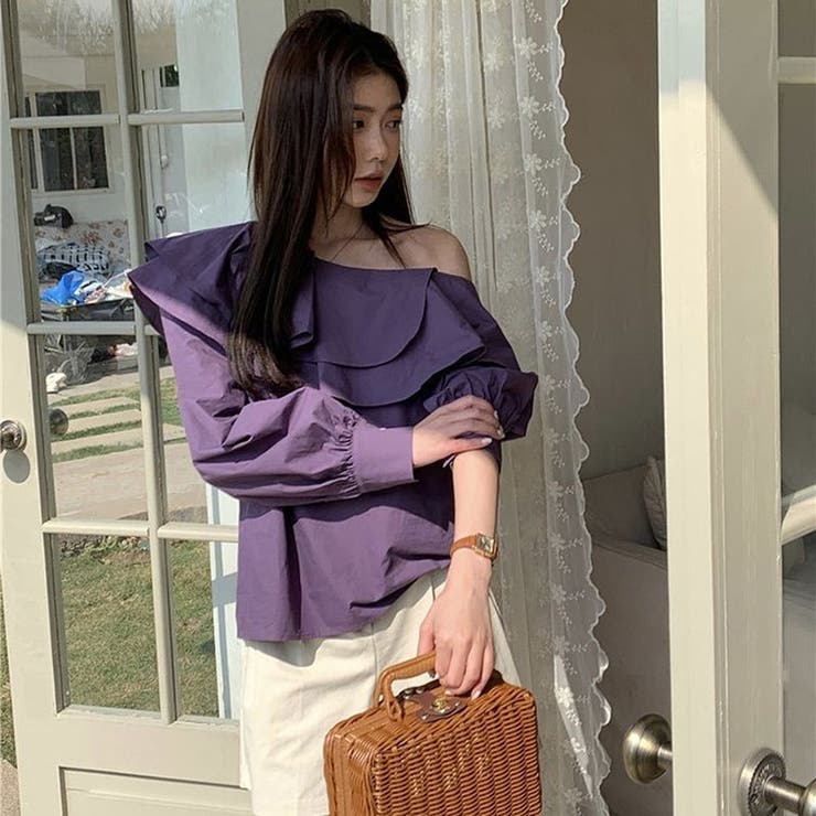 アシンメトリー シャツ 長袖 レディース トップス オフ
