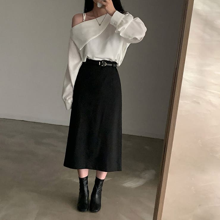 ワンショルダー 長袖 Tシャツ レディース オフショルダー[品番