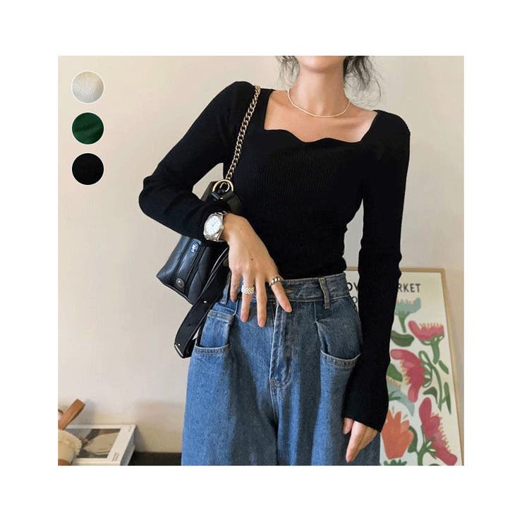 長袖 ニット おしゃれ セーター シンプル リブニット | ミスウェディー | 詳細画像1 