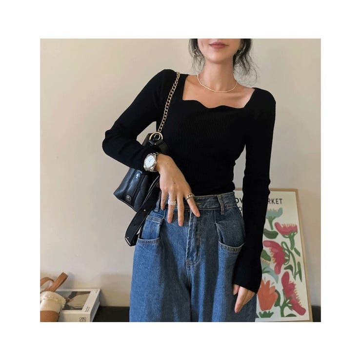 長袖 ニット おしゃれ セーター シンプル リブニット | ミスウェディー | 詳細画像8 