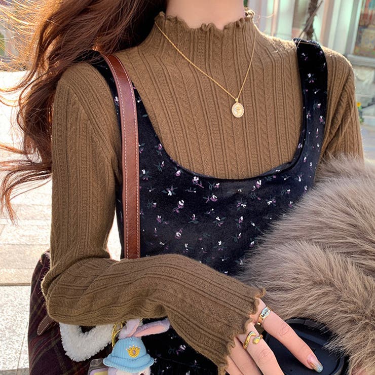 ダークブラウン | ハイネックニット セーター レディース | ミスウェディー