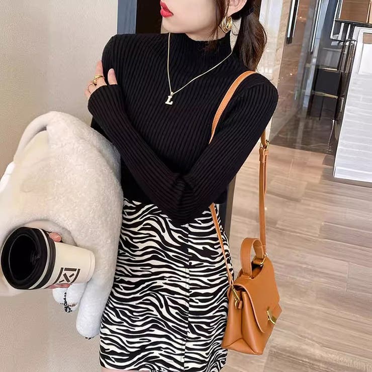 秋冬ニット ストライプ ハイネック | ミスウェディー | 詳細画像7 