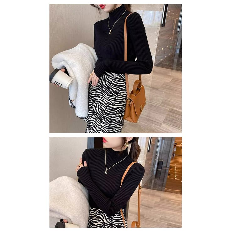 秋冬ニット ストライプ ハイネック | ミスウェディー | 詳細画像8 