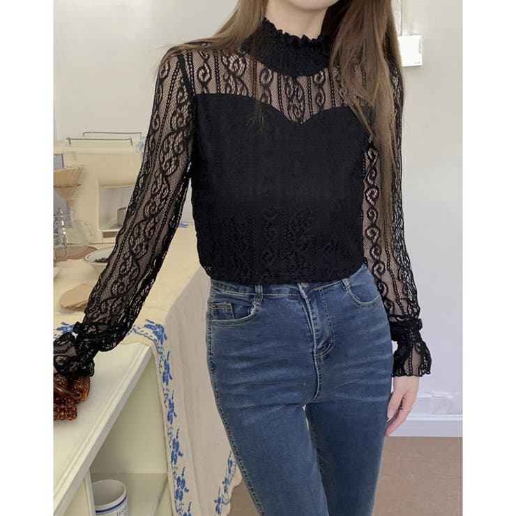 レース トップス 透け感 ブラウス花柄[品番：TKYW0000053]｜ミス