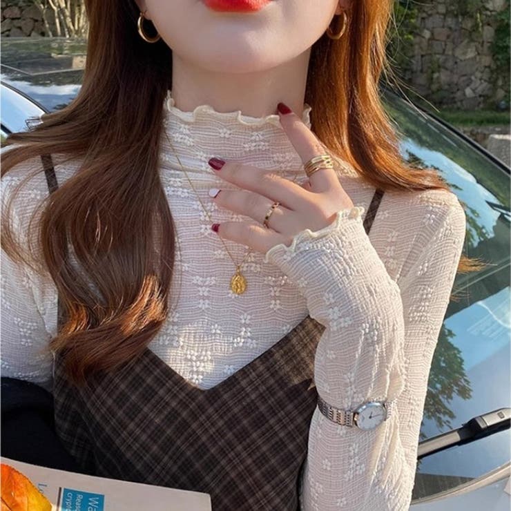 アプリコット | レーストップス 透け感 フリル UV | ミスウェディー