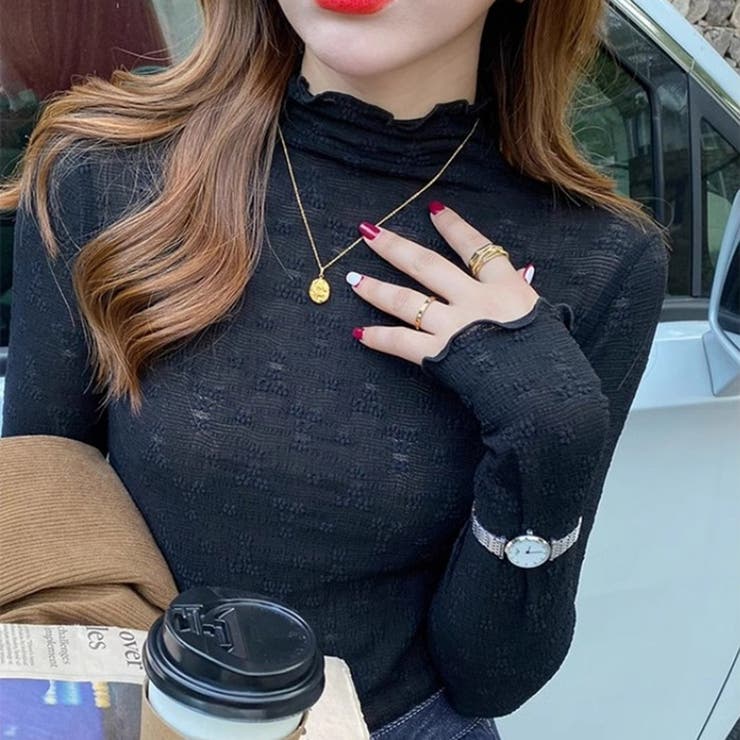 ブラック | レーストップス 透け感 フリル UV | ミスウェディー