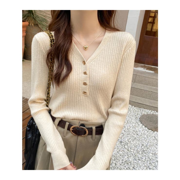 Vネック ニットトップス レディース | ミスウェディー | 詳細画像3 