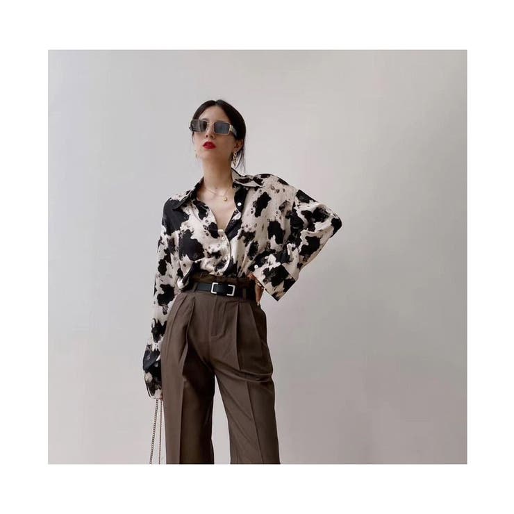 レオパードシャツ レディース 長袖 プリント ゆったり シンプル 春秋 韓国 | ミスウェディー | 詳細画像3 