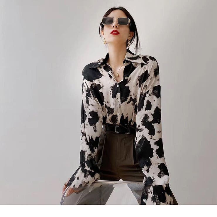レオパードシャツ レディース 長袖 プリント ゆったり シンプル 春秋 韓国 | ミスウェディー | 詳細画像4 