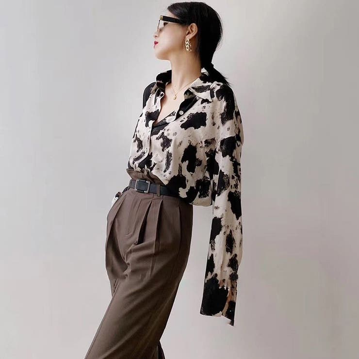 レオパードシャツ レディース 長袖 プリント ゆったり シンプル 春秋 韓国 | ミスウェディー | 詳細画像5 