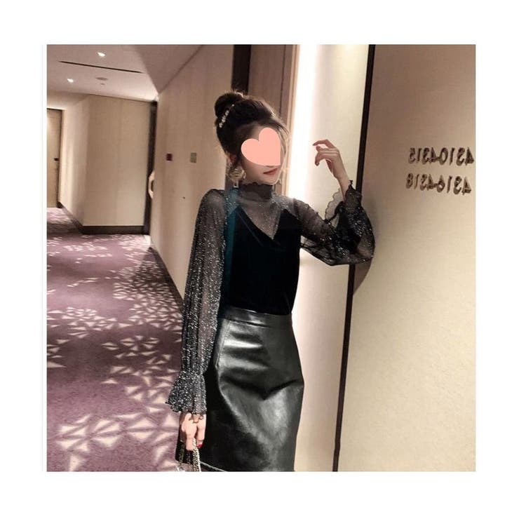 レーストップス レディース ハイネック 透け感 シアー インナー 春秋 韓国 | ミスウェディー | 詳細画像6 