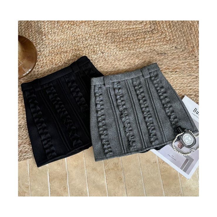 ニットスカート レディース 春 ハイウエスト Aライン ミニ丈 着痩せ 韓国 | ミスウェディー | 詳細画像11 