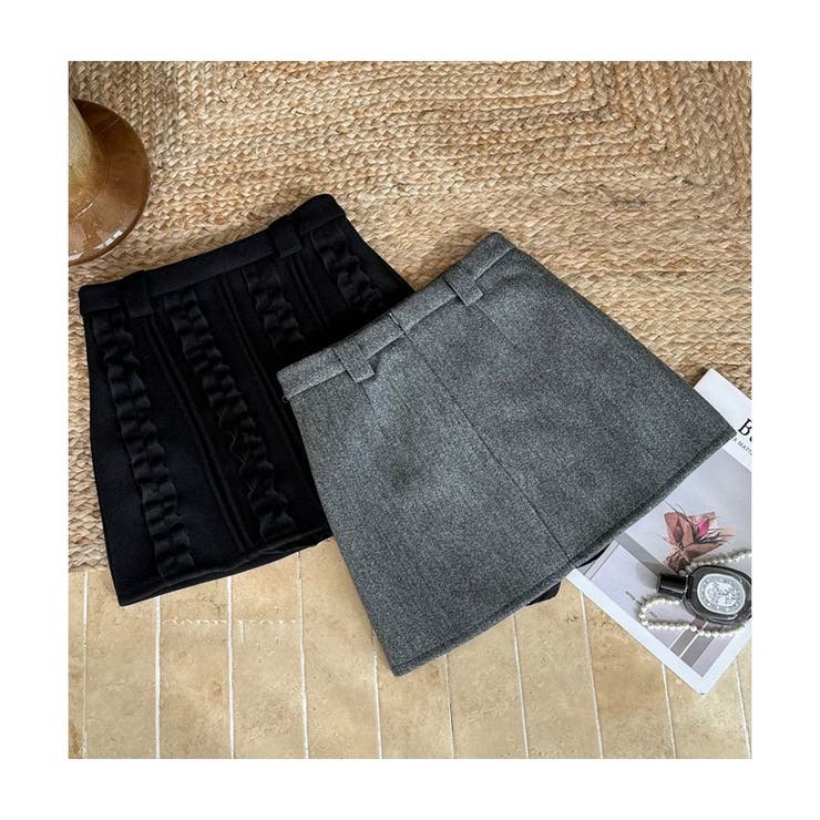 ニットスカート レディース 春 ハイウエスト Aライン ミニ丈 着痩せ 韓国 | ミスウェディー | 詳細画像12 