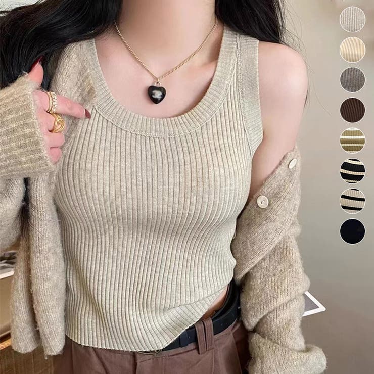 タンクトップ ノースリーブ flag marblel knit tank レディース タンクトップ ノースリーブ ボーダー柄[品番：TKYW0000134