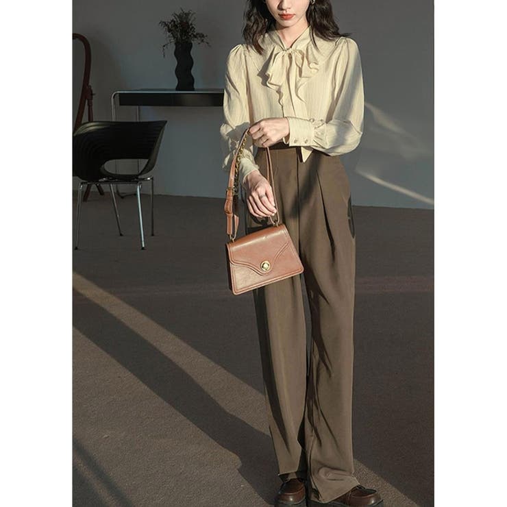 リボン Tシャツ レディース 長袖 春夏 カジュアル きれいめ レースインナー | ミスウェディー | 詳細画像5 