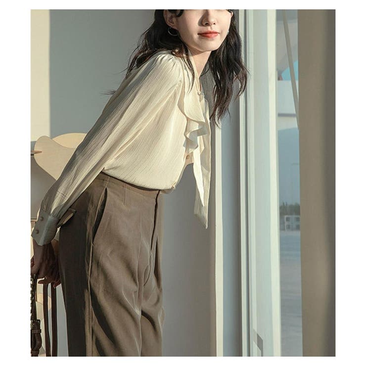 リボン Tシャツ レディース 長袖 春夏 カジュアル きれいめ レースインナー | ミスウェディー | 詳細画像8 