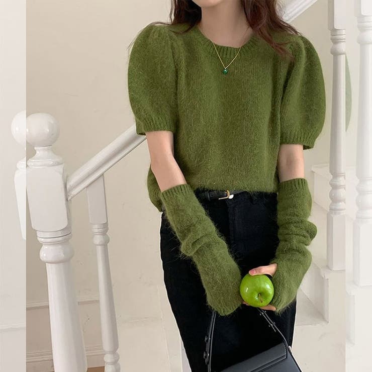 アームウォーマー付きニット レディース 春 パフスリーブ 体型カバー 韓国 | ミスウェディー | 詳細画像9 