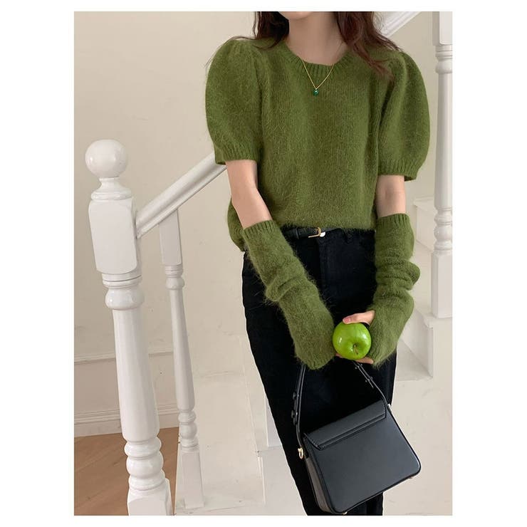 アームウォーマー付きニット レディース 春 パフスリーブ 体型カバー 韓国 | ミスウェディー | 詳細画像12 