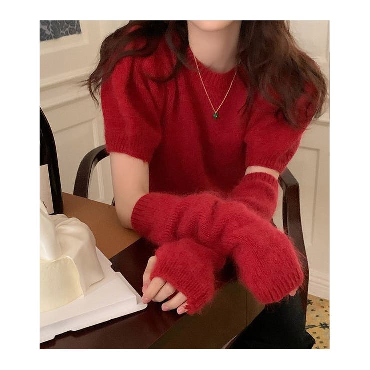 アームウォーマー付きニット レディース 春 パフスリーブ 体型カバー 韓国 | ミスウェディー | 詳細画像13 