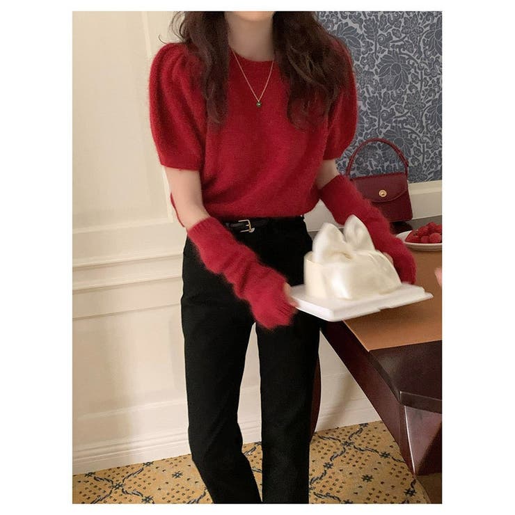 アームウォーマー付きニット レディース 春 パフスリーブ 体型カバー 韓国 | ミスウェディー | 詳細画像14 