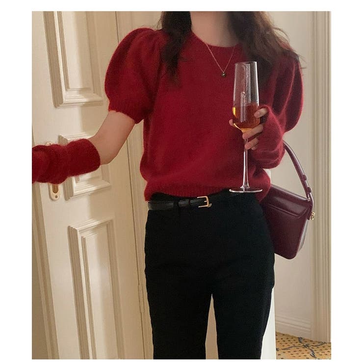 アームウォーマー付きニット レディース 春 パフスリーブ 体型カバー 韓国 | ミスウェディー | 詳細画像15 