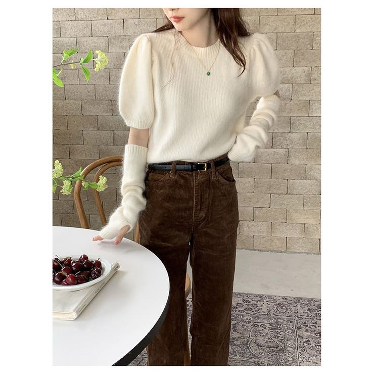 アームウォーマー付きニット レディース 春 パフスリーブ 体型カバー 韓国 | ミスウェディー | 詳細画像6 