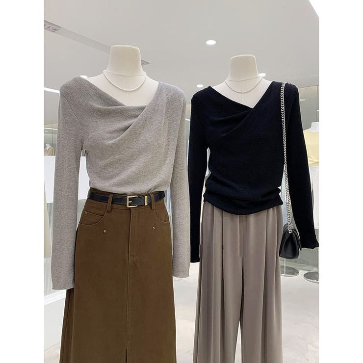 カットソー ニットドレープネック トップス | ミスウェディー | 詳細画像14 