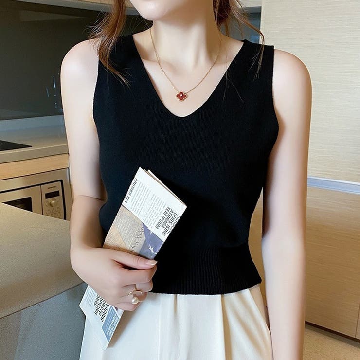 ニットタンクトップ Vネックサマーニット ノースリーブ | ミスウェディー | 詳細画像13 